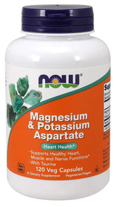 Aspartate de magnésium et de potassium magnésium taurine et potassium 120 gélules NOW FOODS